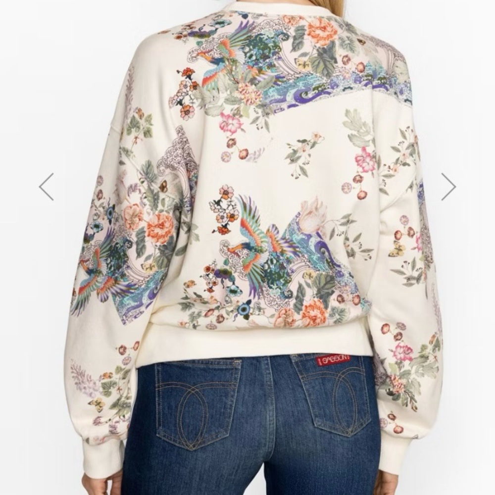 Johnny Was Floral Bird Cream Sweatshirt Size XS - Picture 2 of 15